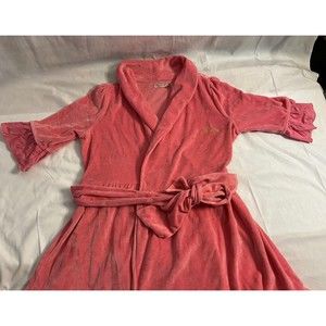 Juicy Couture Ruffled Pink Velour Short Robe Women's Size L